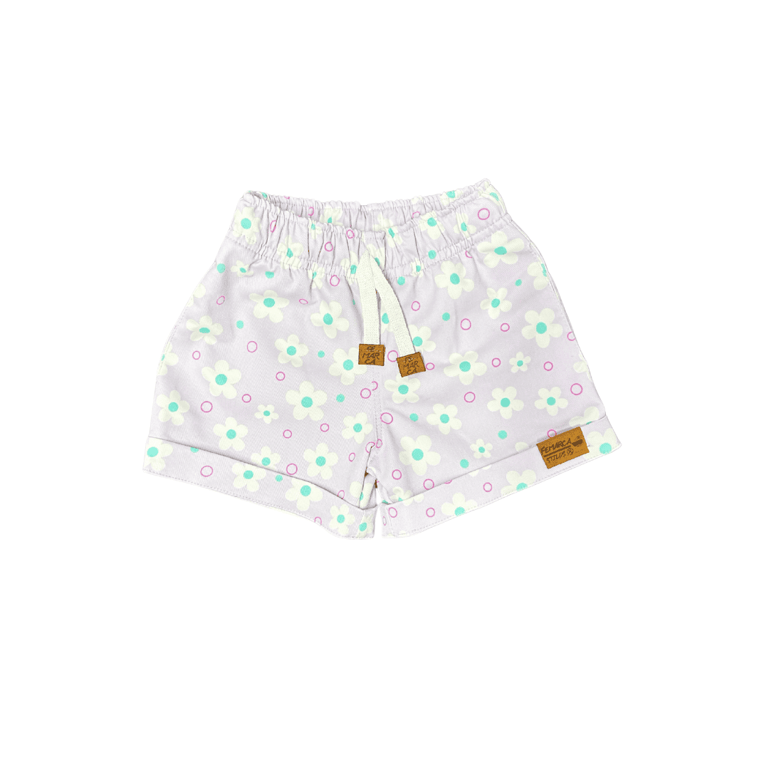 Short Niña Flores fondo Lila