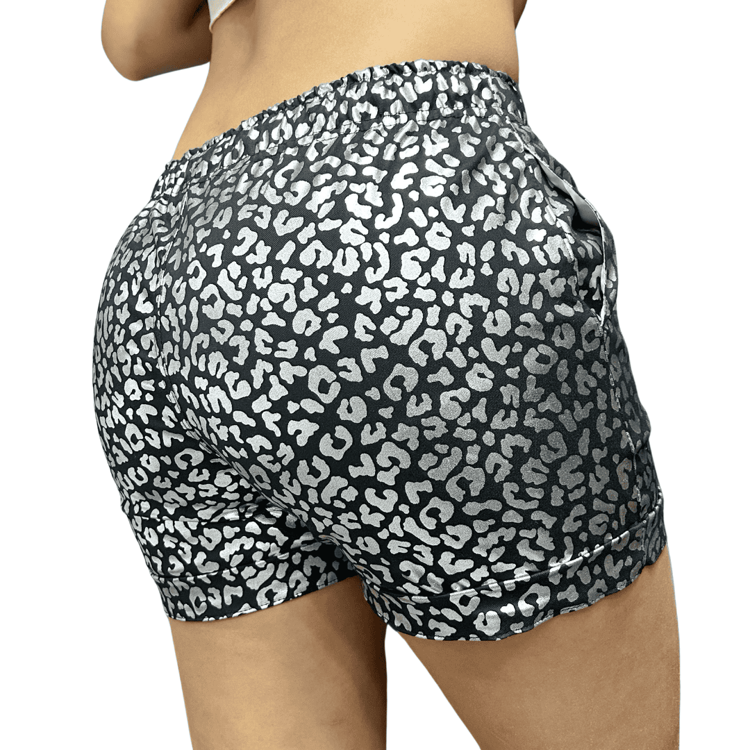 Short para Mujer Fondo negro Leopardo brillante
