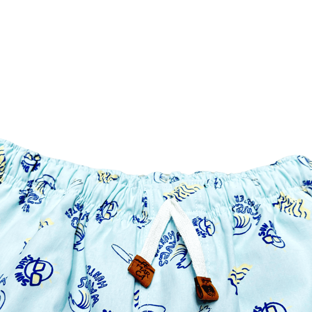 Bermuda Niño Playera Fondo Azul