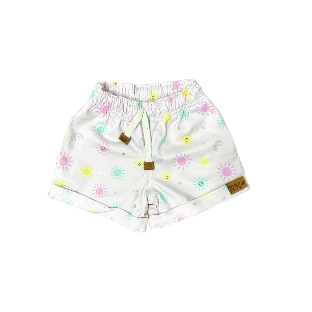 Short Niña soles y caritas rosados