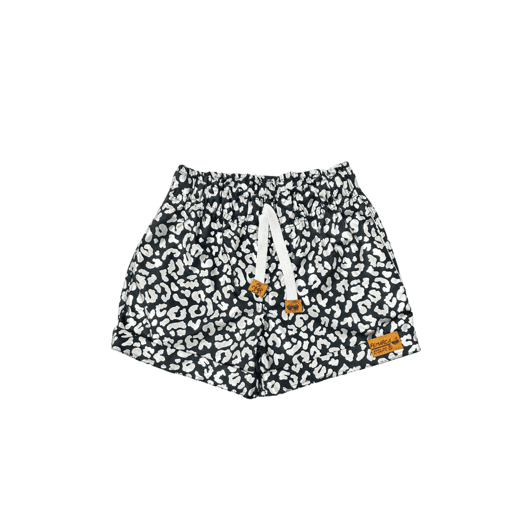 Short Niña Fondo negro Leopardo brillante