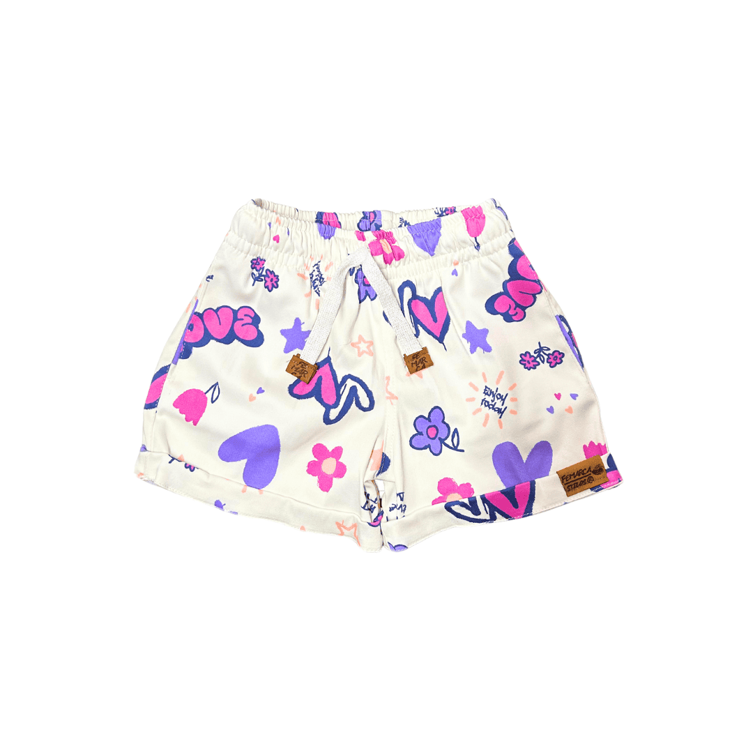 Short Niña Corazones love Morados