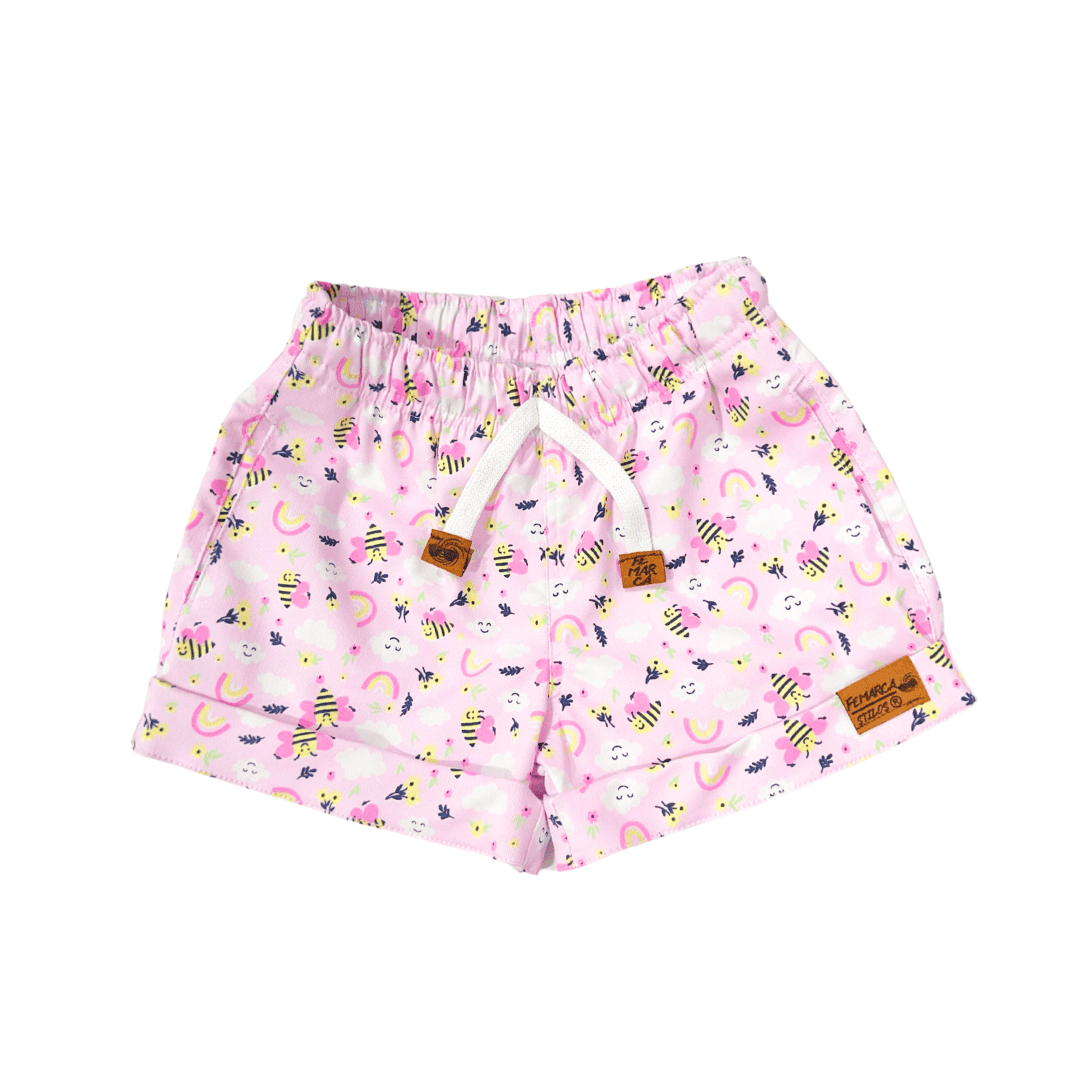 Short Niña Abejitas Fondo Rosa