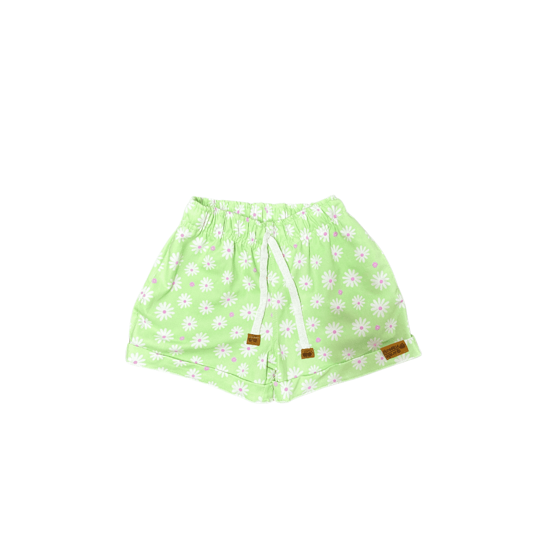Short Niña Flores Fondo verde