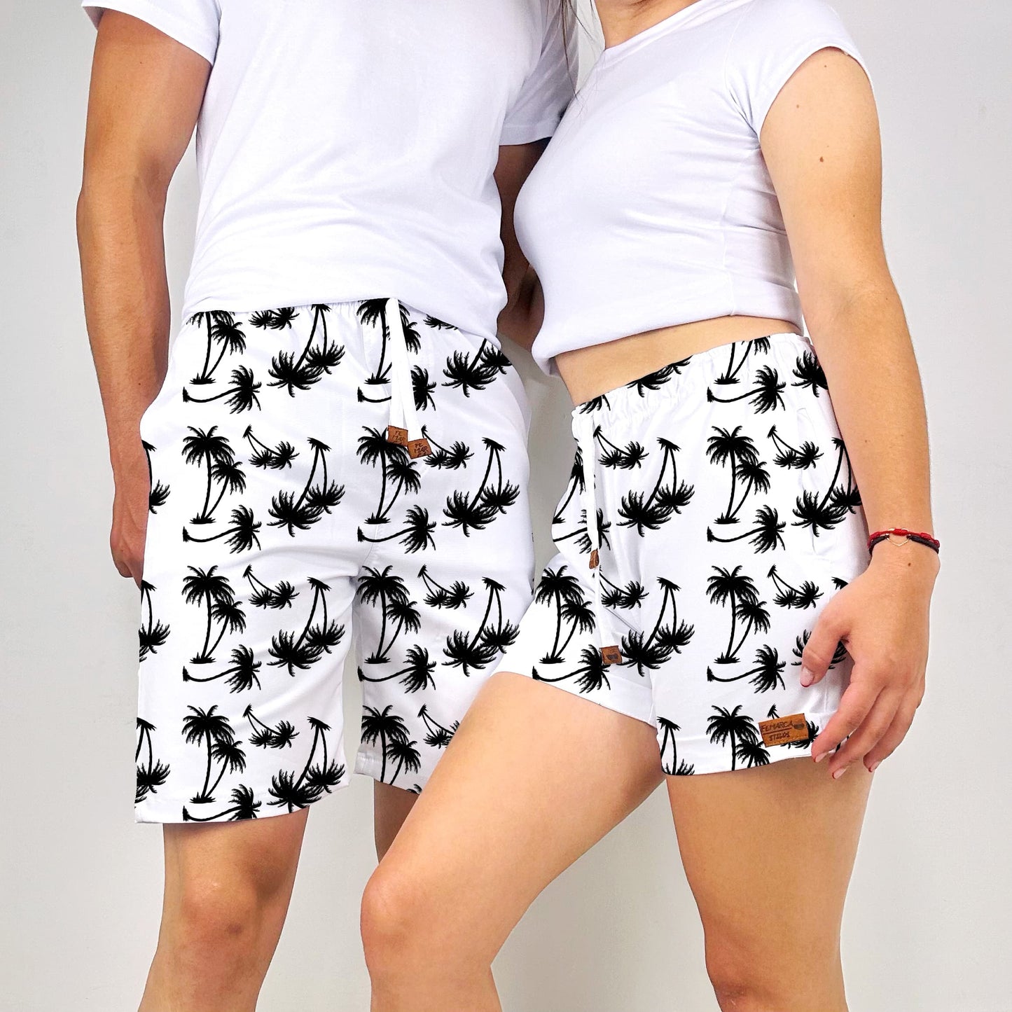 Pantalonetas para Parejas Playera Palmeras Negras