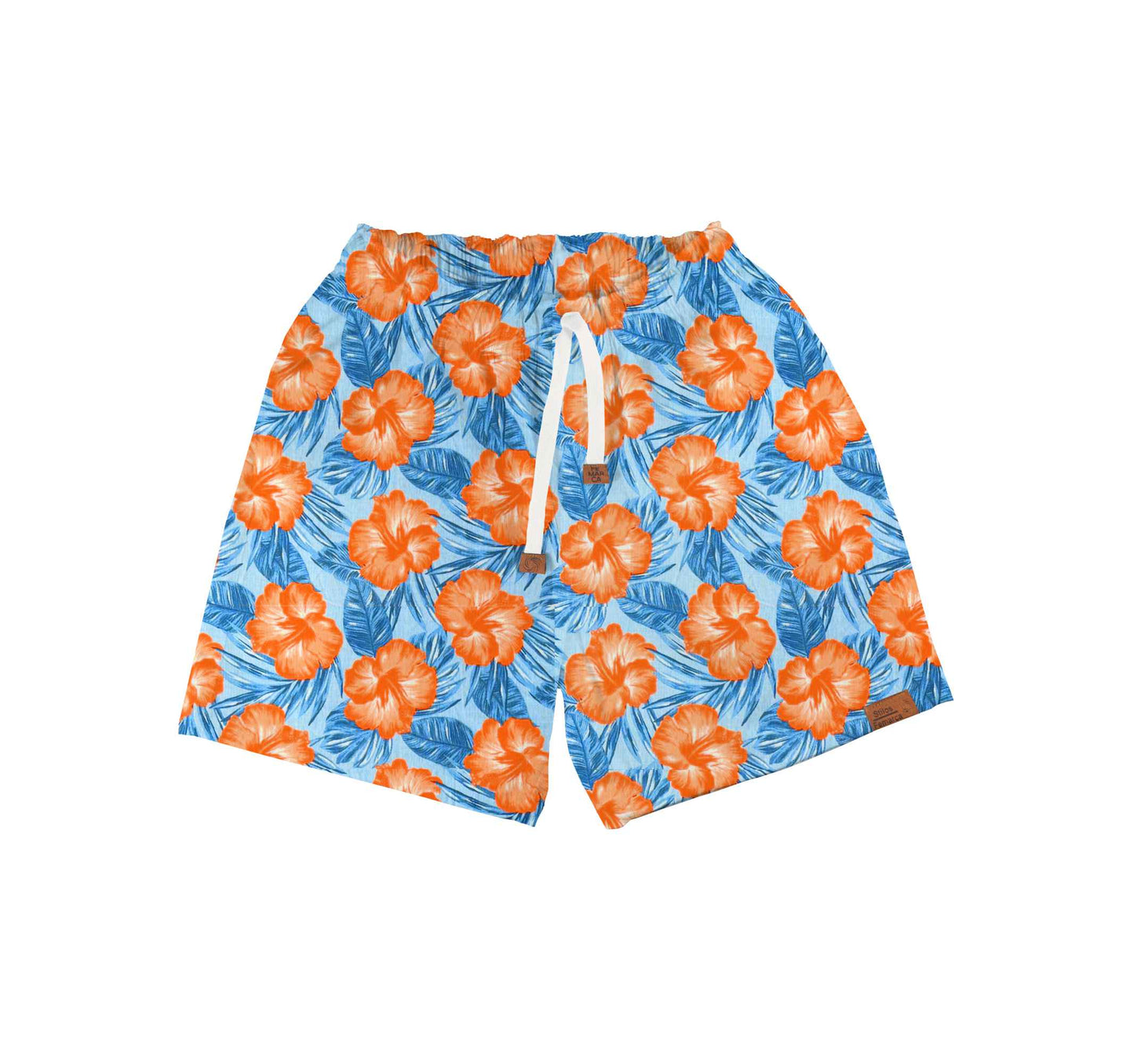 OUT Pantaloneta Hombre Flores Naranjas
