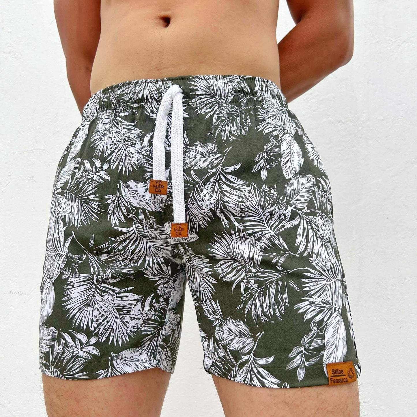 OUT Pantaloneta Hombre Hojas Verdes