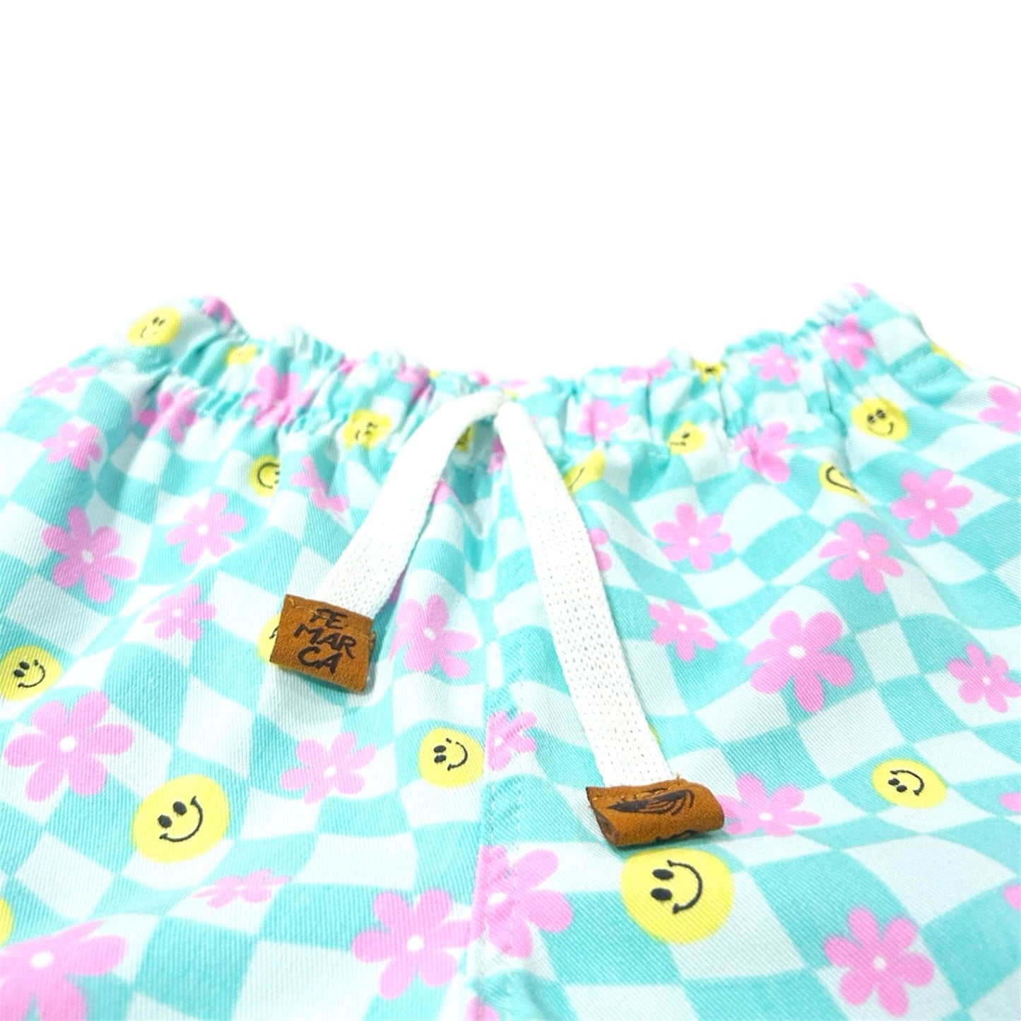 Short Niña Caritas fondo Azul