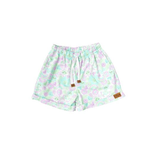 Short Niña Arcoiris y Corazones Lila