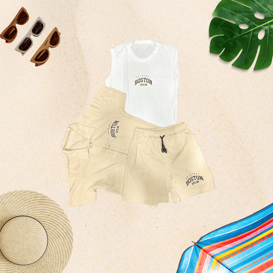 Conjunto niño tela galleta Boston Beige