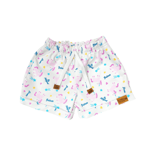 OUT|Short Niña Unicornios fondo Blanco