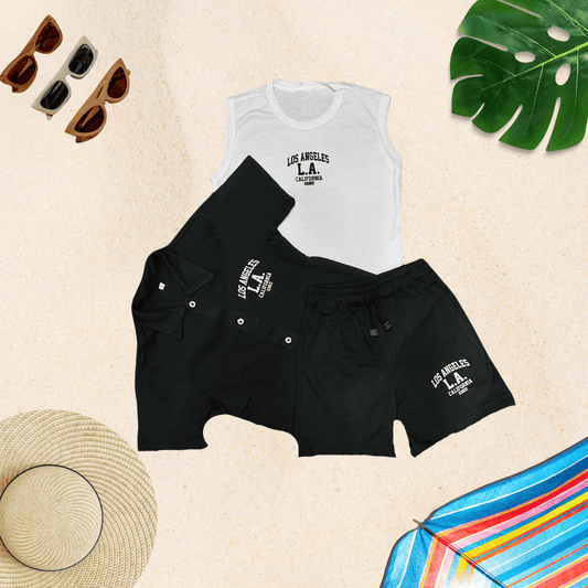 Conjunto niño tela galleta Los Angeles  negro
