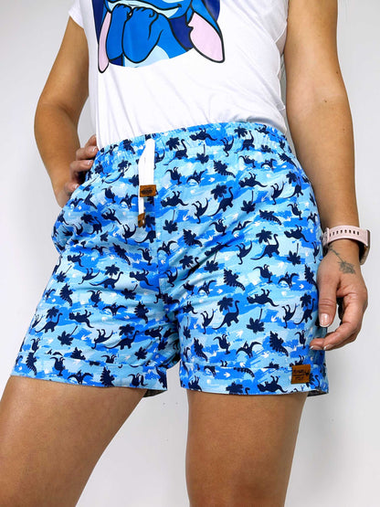 OUT|Short para Mujer dinosaurios en fondo azul