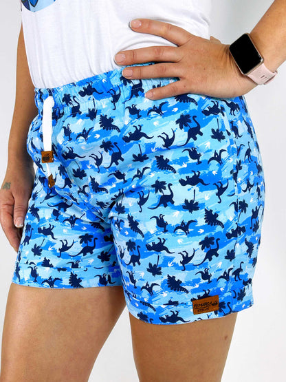OUT|Short para Mujer dinosaurios en fondo azul