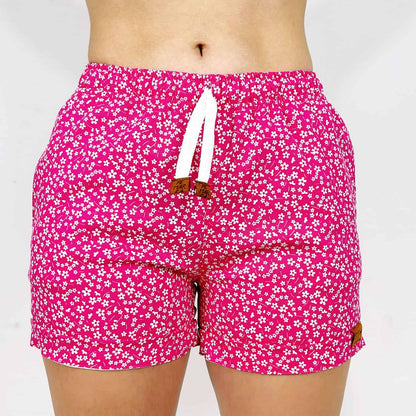 Shorts para Mujer Flores en fondo Rosa